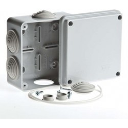 Коробка расп.наруж.монтажа 100х100х50 6 вводов IP55 сер. Ruvinil 67050