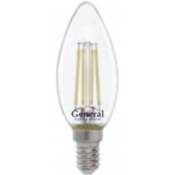 Лампа филаментная  свеча 12w Е14 прозрачная 2700K (35х98) General
