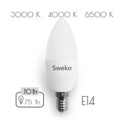 Светодиодная лампа Sweko 42LED-C35- 10W-230- 4000K-E14-Т