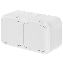 Розетка 2 о/п с з/к 16А IP54 белая Пралеска